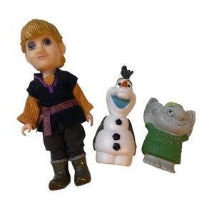 Disney Frozen Petite Doll 6 Inch Kristoff With Troll & Olaf Lot
